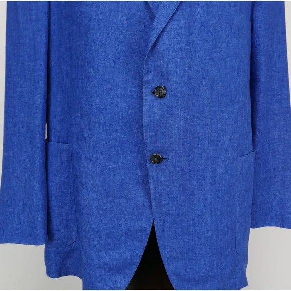 Oxxford Clothes 48L Linen Sport Coat Custom Holland & Sherry Blue Blazer 2022